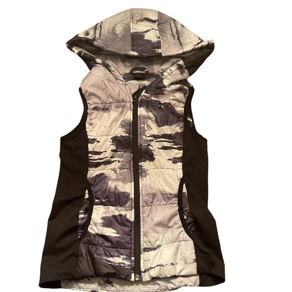 Zella Girl Black/White Tie Dye Quilted Hooded Winter Puffer Vest Size M (8/10) - Picture 2 of 12